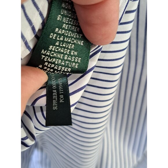 Lauren Ralph Lauren Womens Non-Iron Striped Button-Down Shirt 1X Cotton - Picture 9 of 12